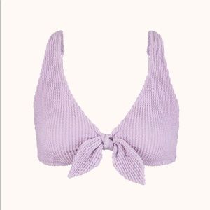 Lilac Ruched Plunge Swim Top
